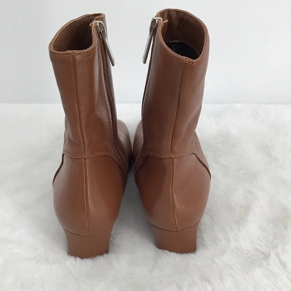 Aquatalia Selina Square Toe Leather Ankle Boots Cognac NWOT Size 8.5 - Picture 5 of 11